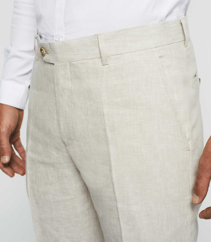 Izac Pantalon Ville En Lin Beige "Bielo"