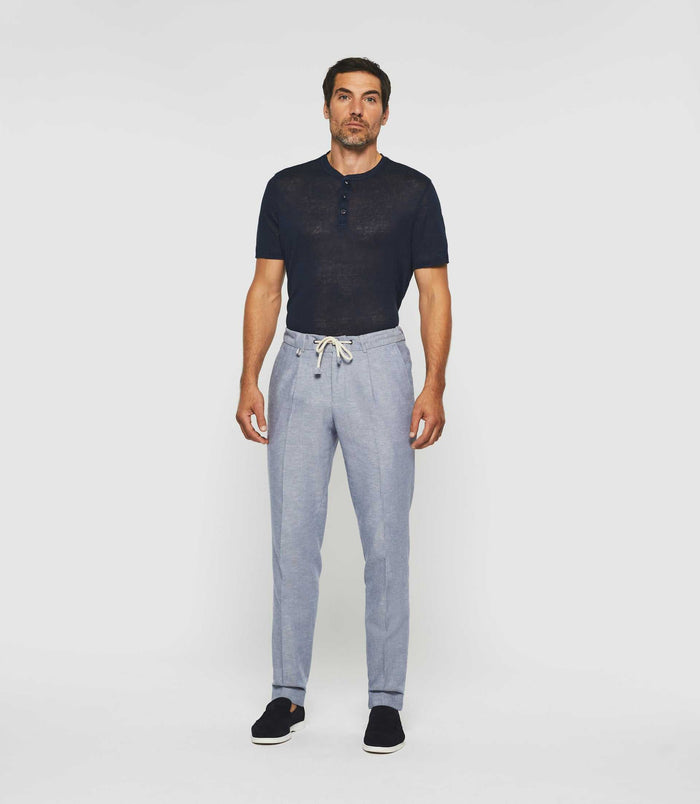 Izac Pantalon Ville En Lin Bleu Ciel "Balicio"