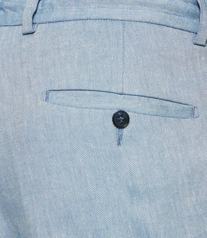 Izac Pantalon Ville En Lin Bleu Ciel BALICIO