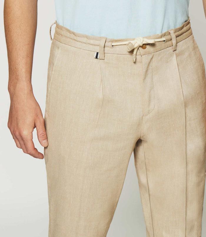 Izac Pantalon Ville En Lin Camel BALICIO