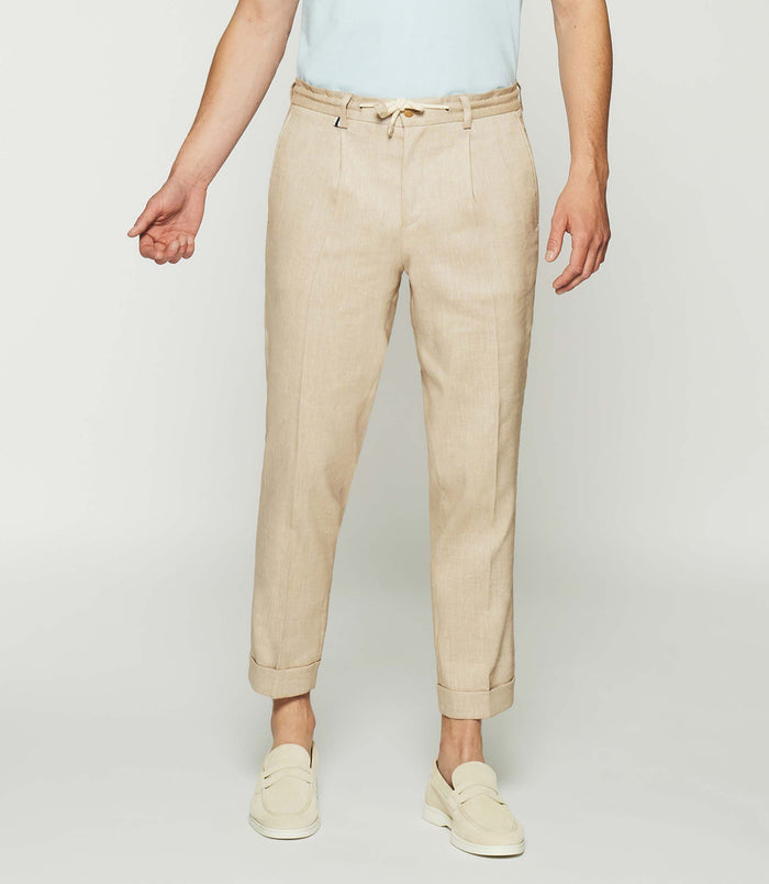 izac Pantalon ville en lin camel BALICIO