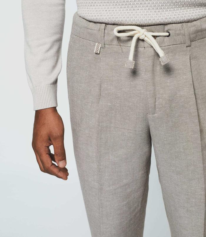 Izac Pantalon Ville En Lin Taupe "Balicio"