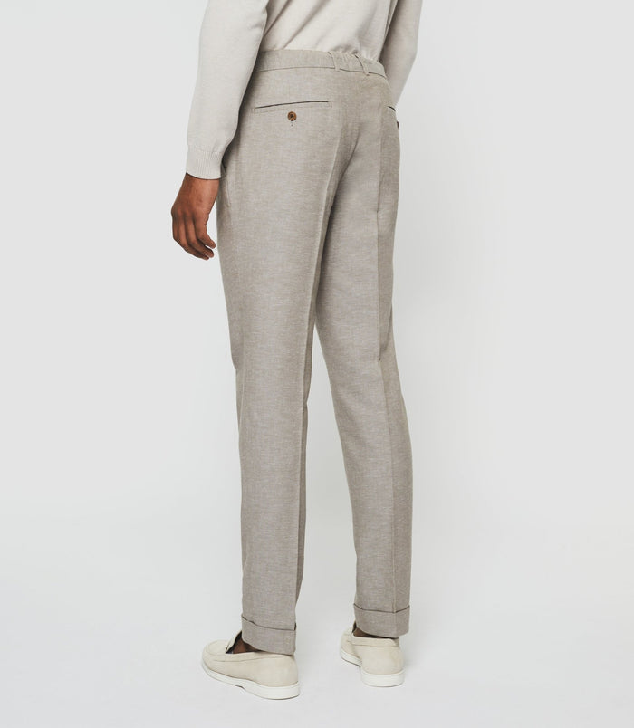 Izac Pantalon Ville En Lin Taupe "Balicio"