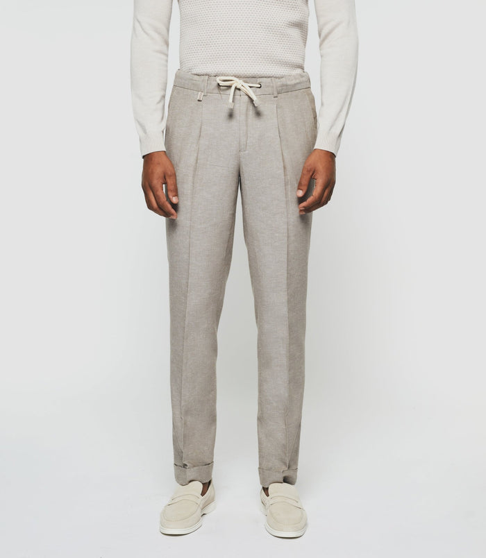 izac Pantalon ville en lin taupe "Balicio"