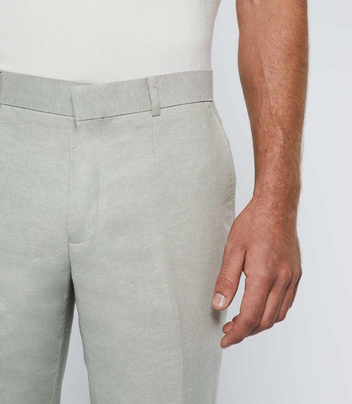 Izac Pantalon Ville En Lin Vert "Bcalice"