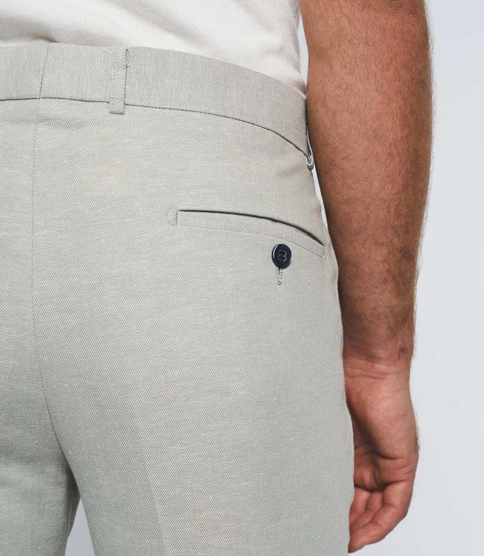 Izac Pantalon Ville En Lin Vert "Bcalice"
