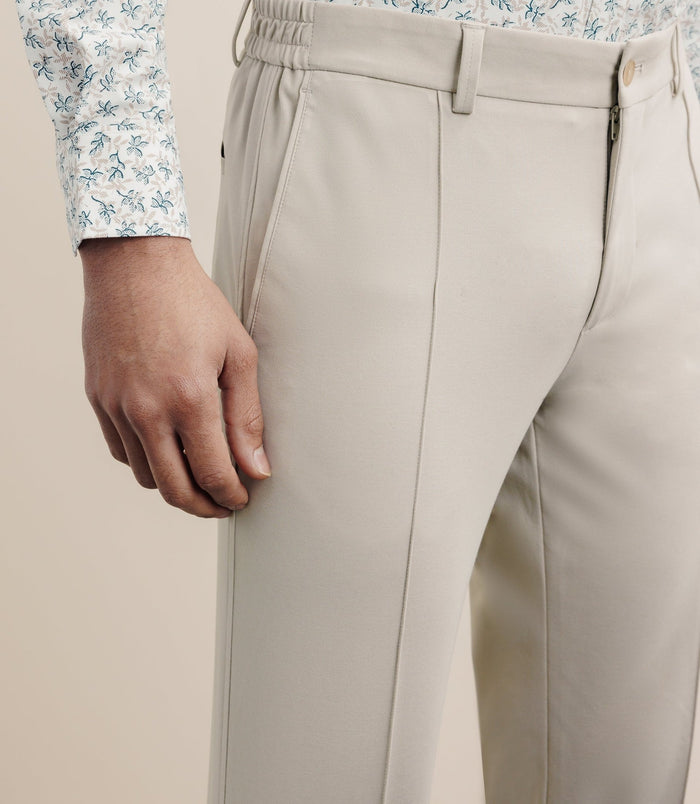 Izac Pantalon Ville En Maille Beige