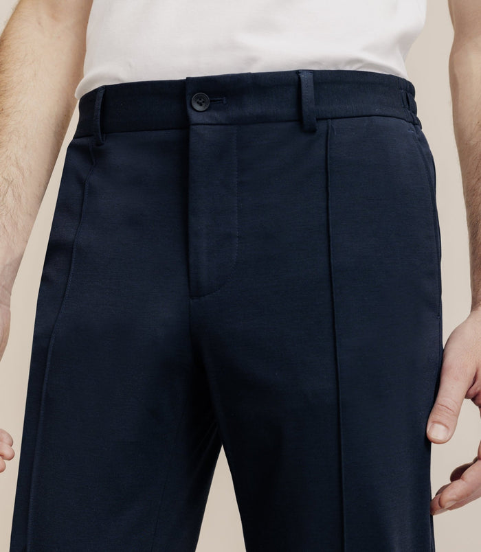 Izac Pantalon Ville En Maille Marine