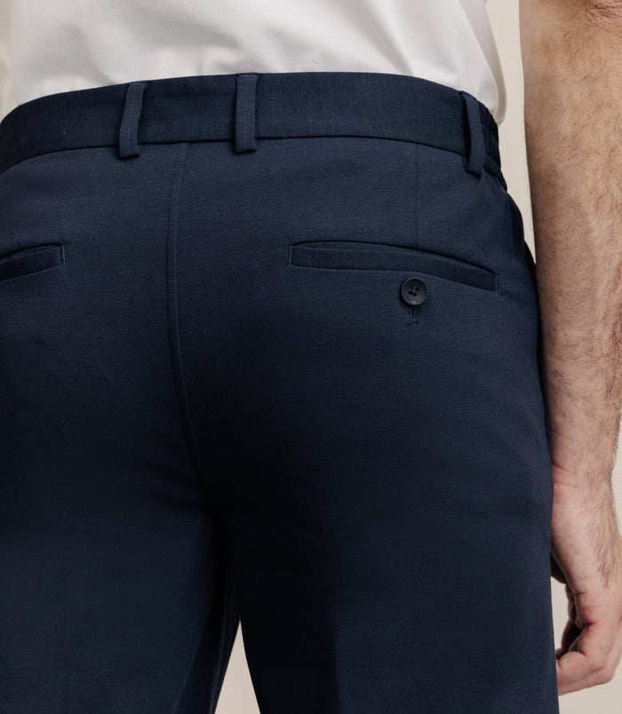 Izac Pantalon Ville En Maille Marine