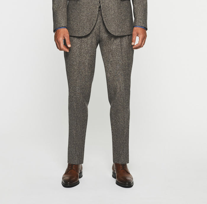 izac Pantalon ville en tweed marron FSABLE