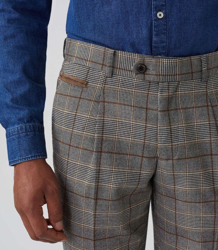 Izac Pantalon Ville Prince De Galles Beige "Gvinyle"