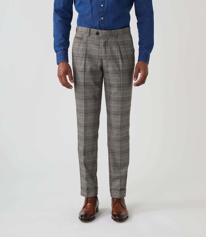 izac Pantalon ville Prince de Galles beige "Gvinyle"
