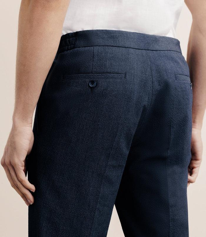Izac Pantalon Ville Taille élastique Bleu Denim
