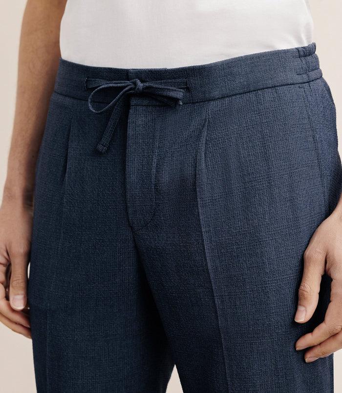 Izac Pantalon Ville Taille élastique Bleu Denim