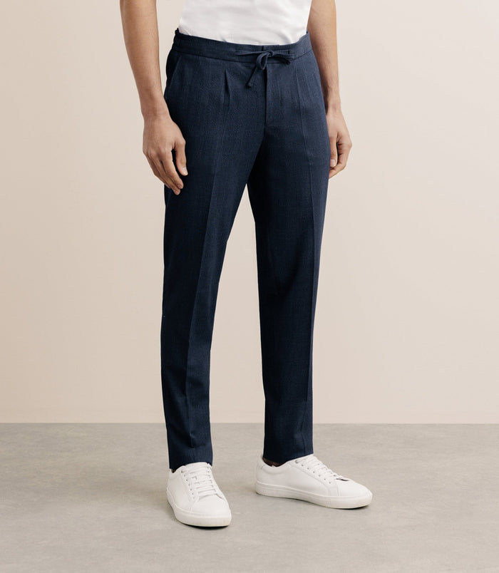 izac Pantalon ville taille élastique bleu denim