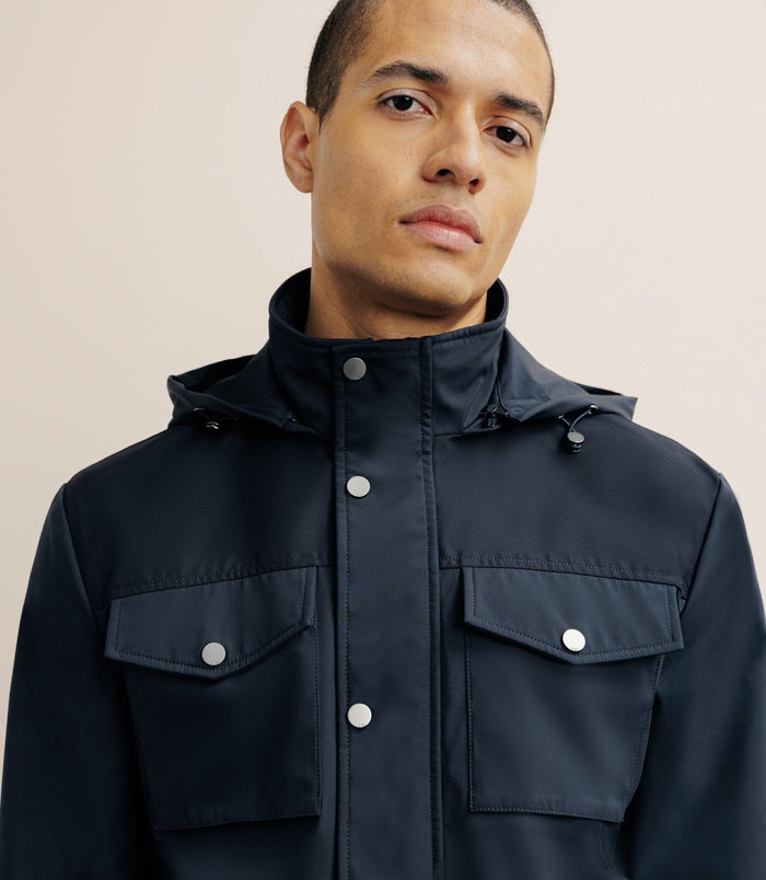 Izac Parka Avec Capuche Amovible Marine