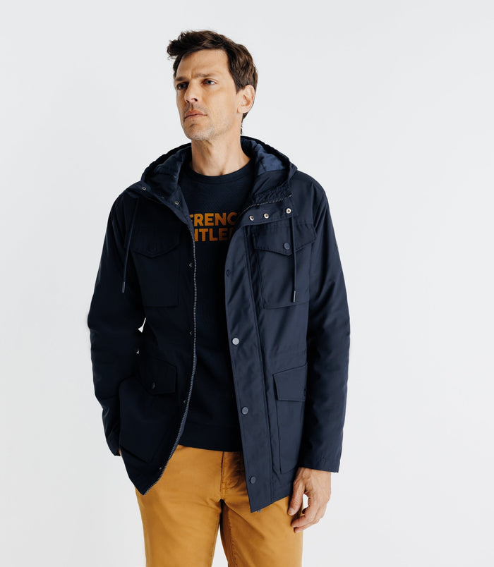 Izac Parka Avec Capuche Marine