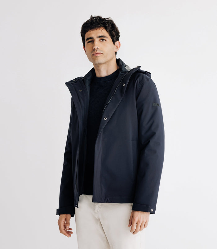 Izac Parka Courte Avec Col Montant Marine