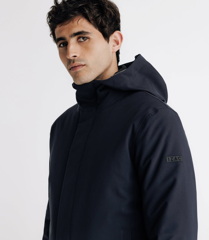 Izac Parka Courte Avec Col Montant Marine