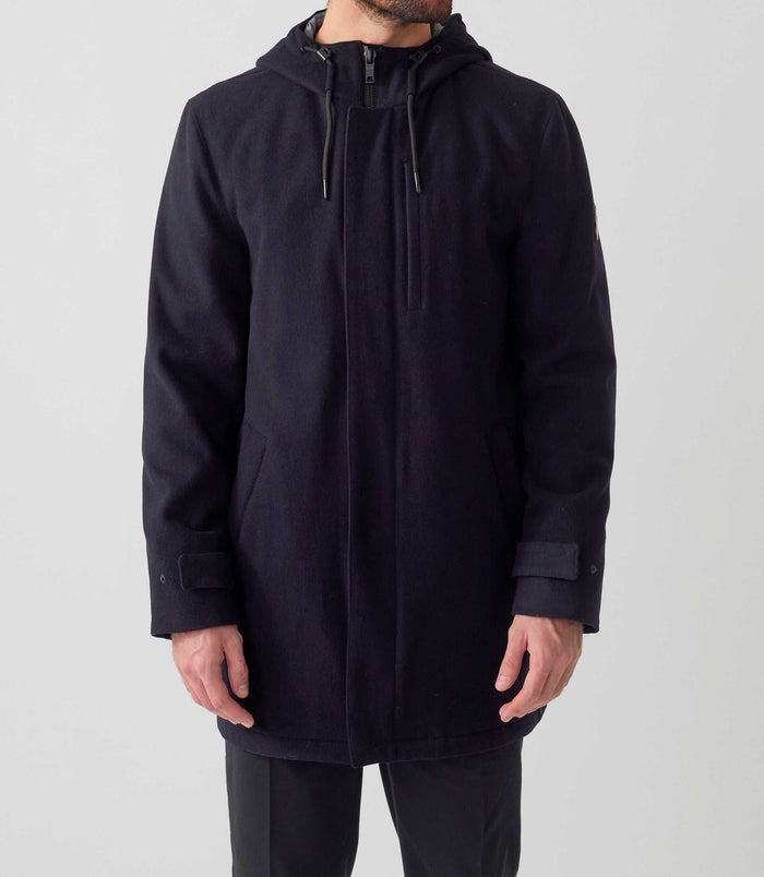 Izac Parka Laine à Capuche Marine "Neo"