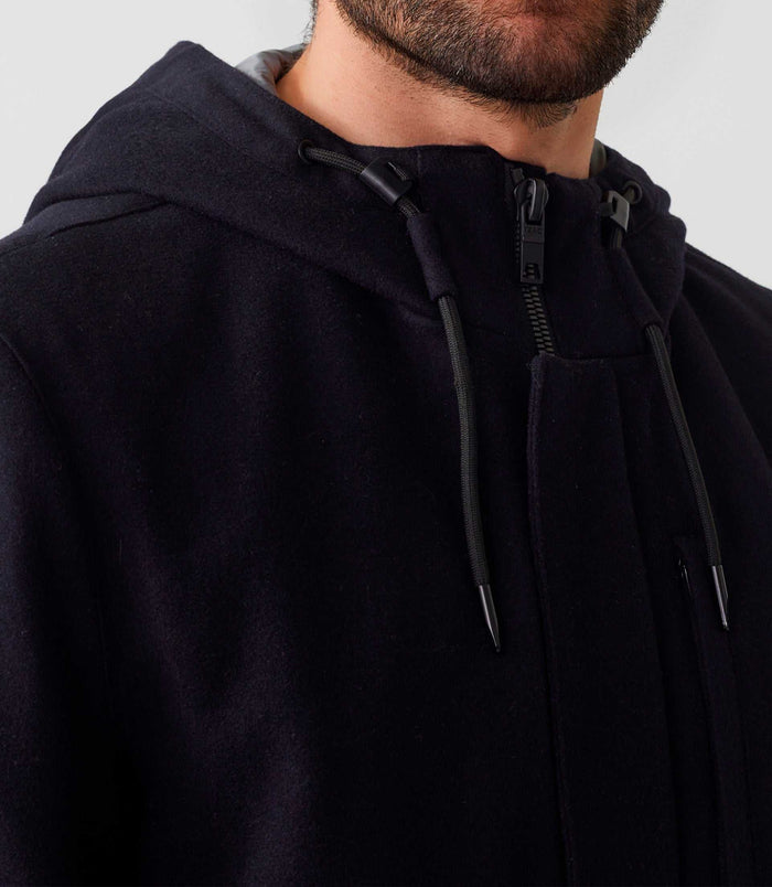 Izac Parka Laine à Capuche Marine "Neo"