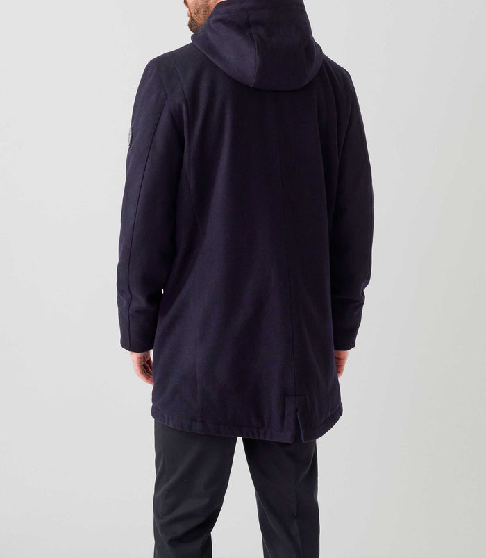 Izac Parka Laine à Capuche Marine "Neo"