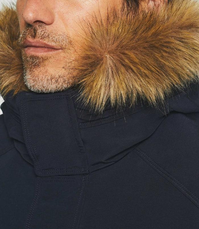 Izac Parka Longue à Capuche Marine MANOURY