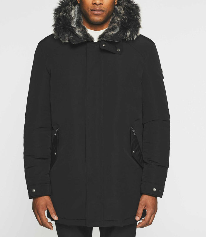 izac Parka longue à capuche noir MANOURY