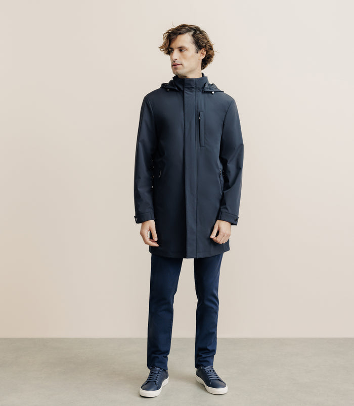 Izac Parka Longue Et Légère Marine