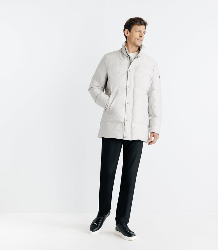 Izac Parka Longue Matelassée à Capuche écrue