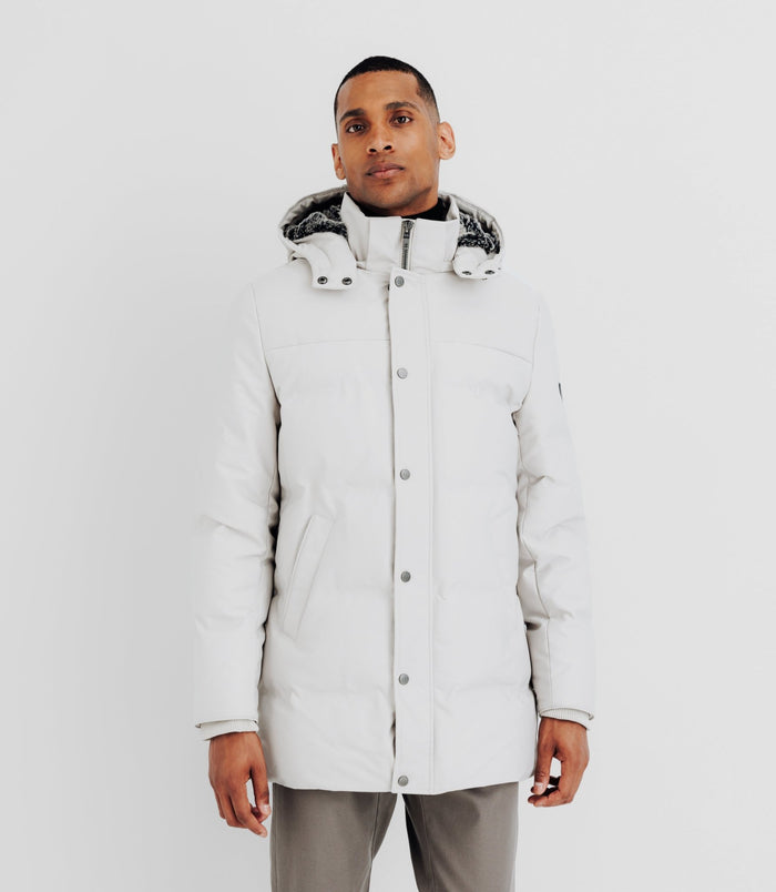 Izac Parka Longue Matelassée à Capuche écrue