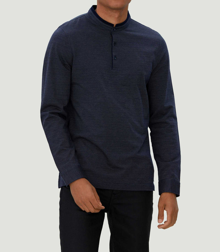 Izac Polo à Col Mao Marine "Calo"