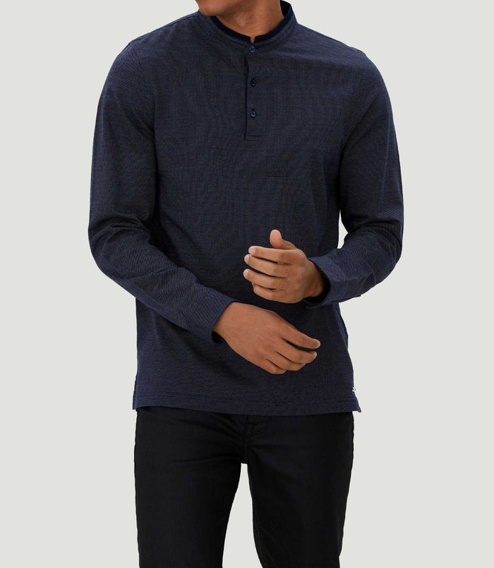 izac Polo à col mao marine "Calo"