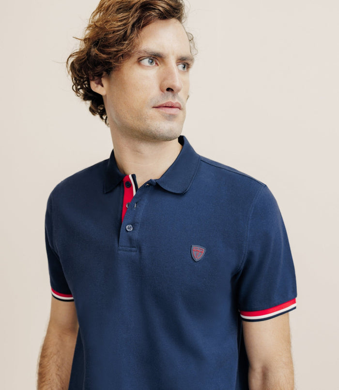 Izac Polo à Contraste Marine