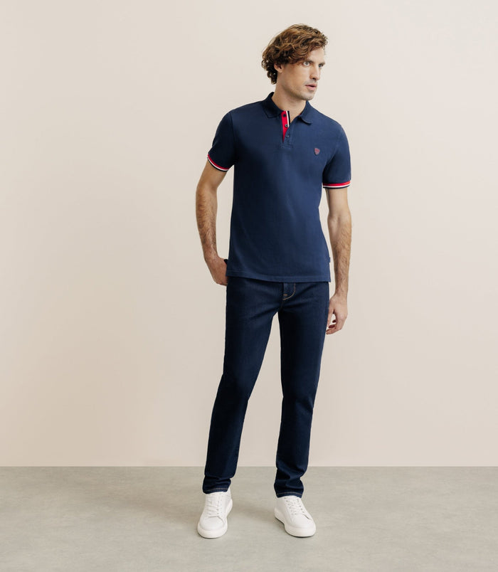 Izac Polo à Contraste Marine