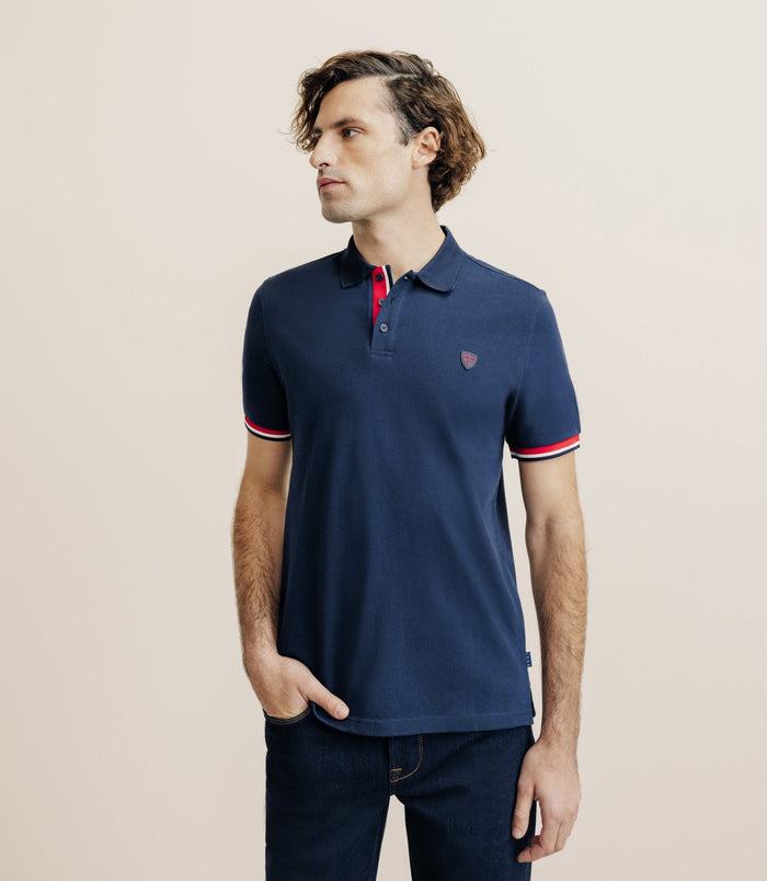 izac Polo à contraste marine
