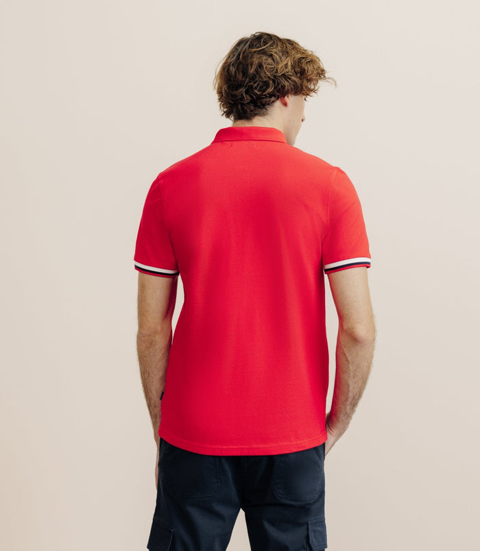 Izac Polo à Contraste Rouge