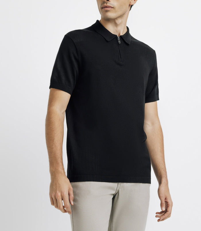 Izac Polo Avec Col Zippé Noir