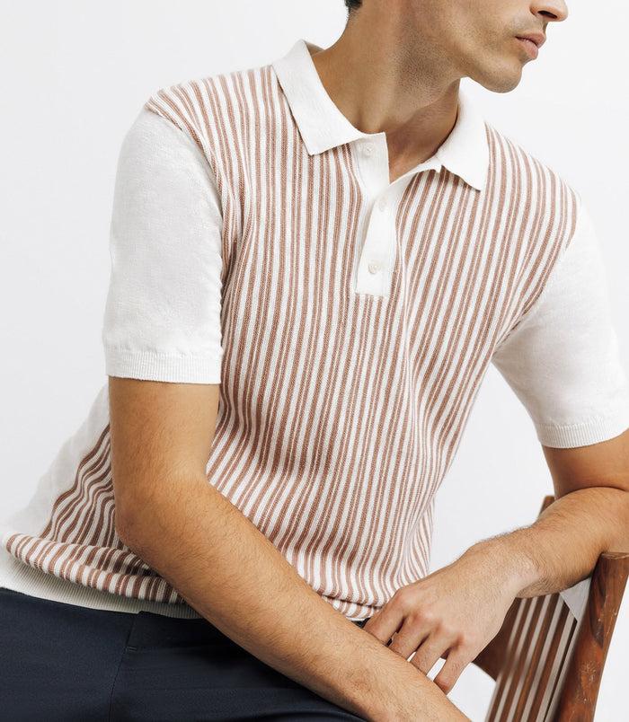 Izac Polo Avec Rayures écru Et Rose