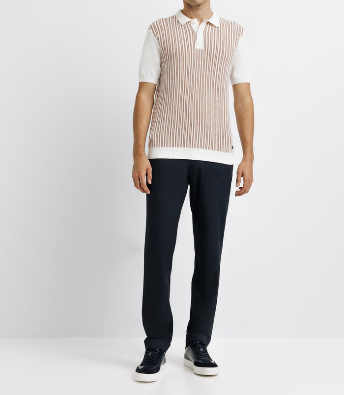 izac Polo avec rayures écru et rose