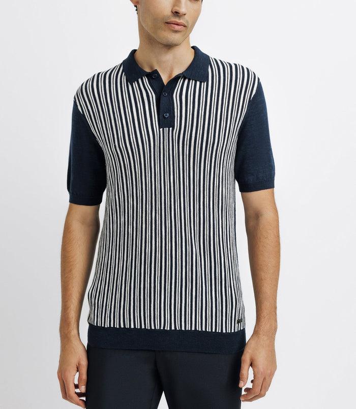 Izac Polo Avec Rayures Marine Et écru