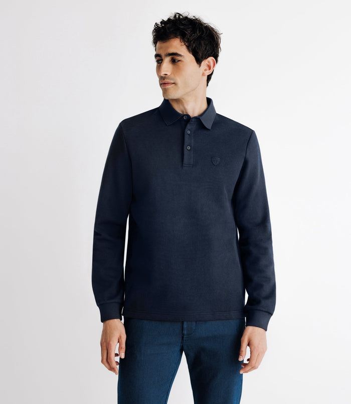 Izac Polo Boutonné Manches Longues Marine