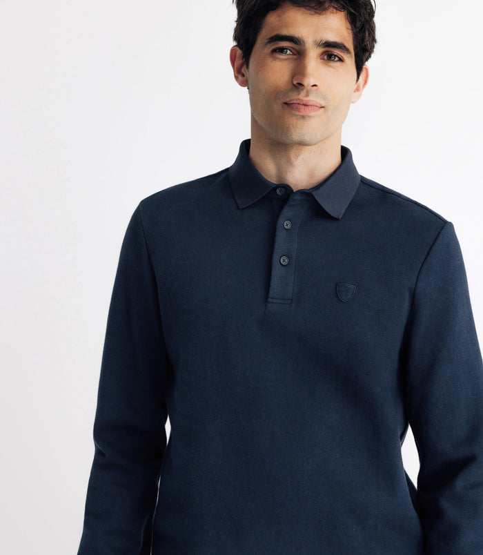 Izac Polo Boutonné Manches Longues Marine