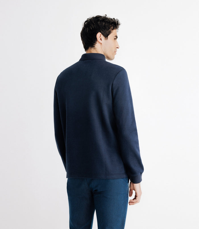 Izac Polo Boutonné Manches Longues Marine