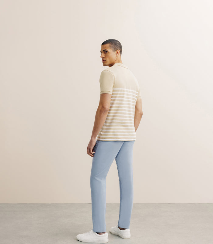 Izac Polo Boutonné Marinière Beige