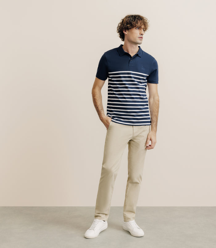 Izac Polo Boutonné Marinière Marine