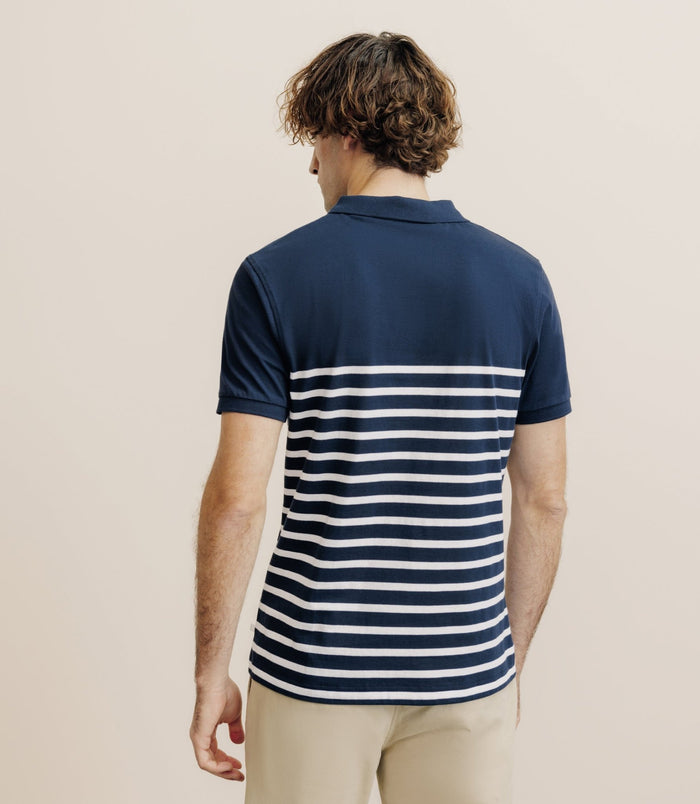 Izac Polo Boutonné Marinière Marine