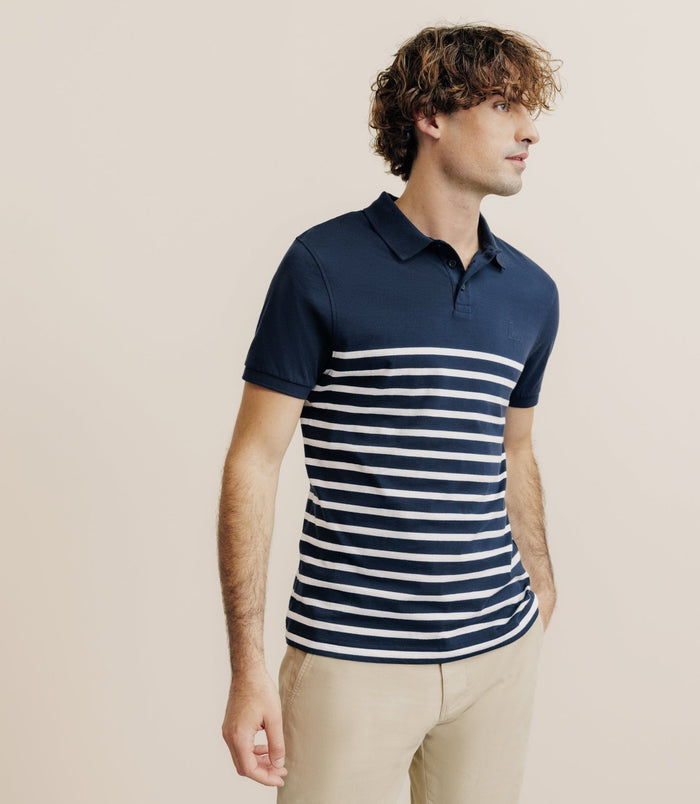 izac Polo boutonné marinière marine