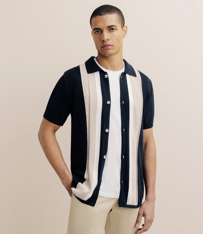 Izac Polo Chemise Boutonné Marine