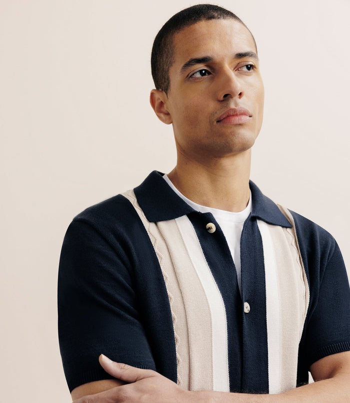 Izac Polo Chemise Boutonné Marine